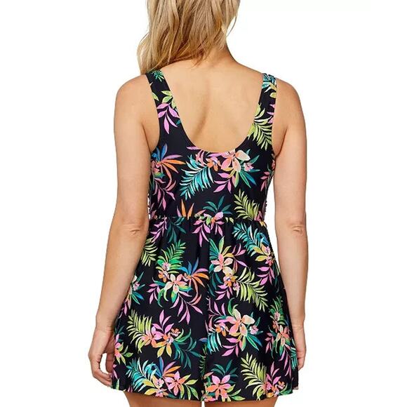 Island Escape Twist-Front Underwire Swim Dress, Multi Size 14 0646 - Picture 2 of 2